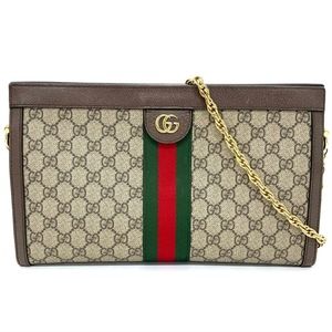 Gucci Shoulder Bag Chain Clutch Bag Beige